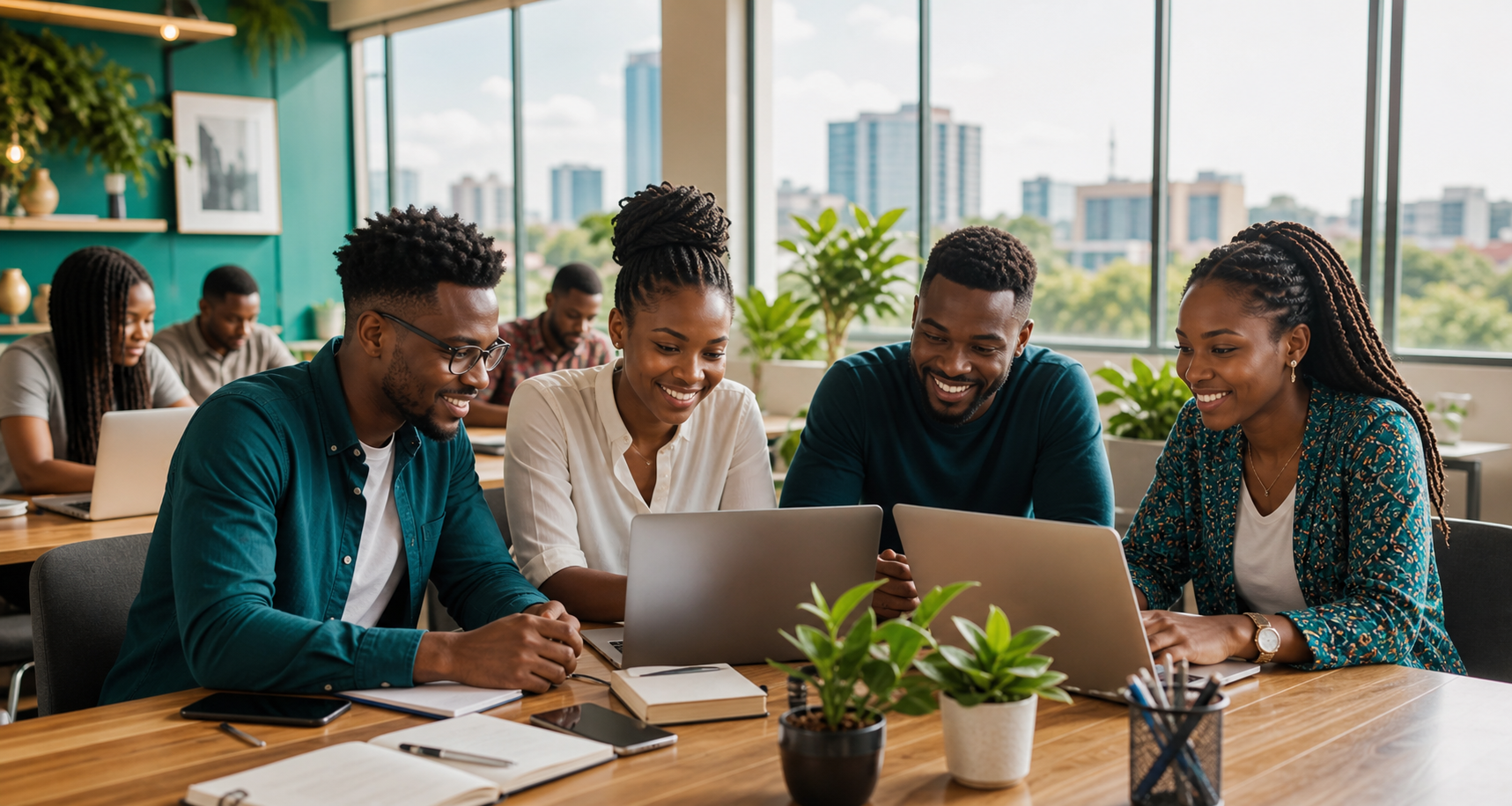 Kenyan remote workers collaborating